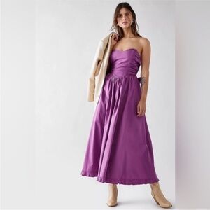 Free People Strapless Purple Midi Dress